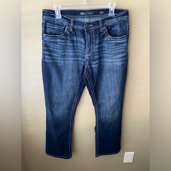 BKE Tyler Men's Jeans 32x30 Dark Wash Thick Stitch Straight Leg EUC Denim - Picture 1 of 8